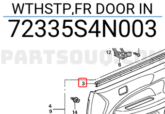 Honda 72335S4N003 WTHSTP,FR DOOR IN