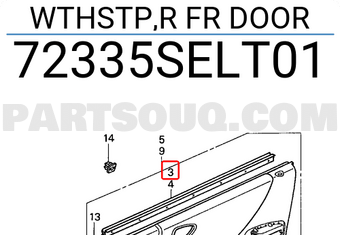 Honda 72335SELT01 WTHSTP,R FR DOOR