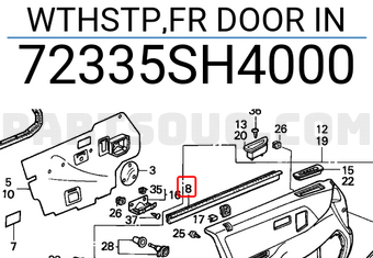 Honda 72335SH4000 WTHSTP,FR DOOR IN