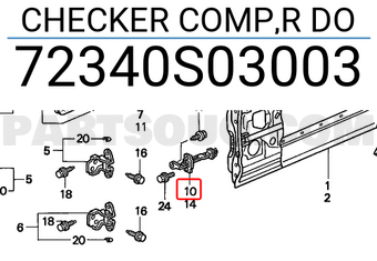 Honda 72340S03003 CHECKER COMP,R DO
