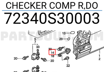 Honda 72340S30003 CHECKER COMP R,DO