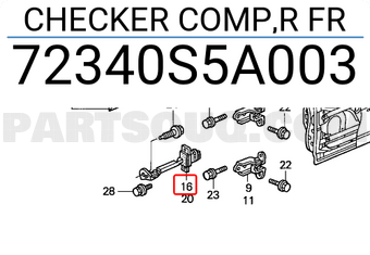 Honda 72340S5A003 CHECKER COMP,R FR