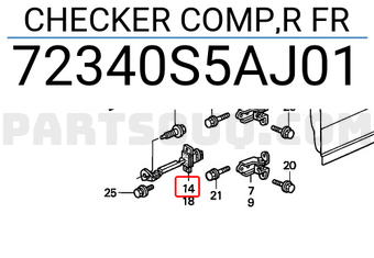 Honda 72340S5AJ01 CHECKER COMP,R FR