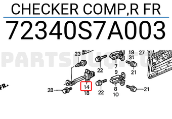 Honda 72340S7A003 CHECKER COMP,R FR