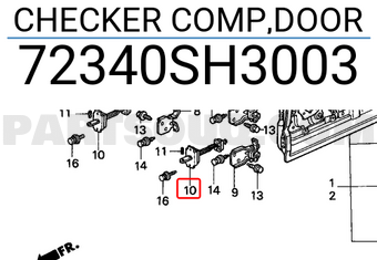 Honda 72340SH3003 CHECKER COMP,DOOR
