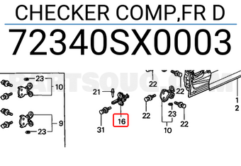 Honda 72340SX0003 CHECKER COMP,FR D