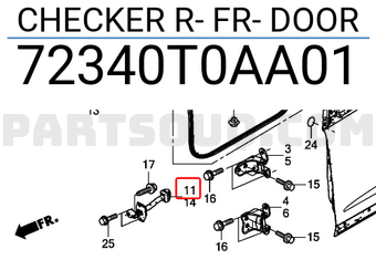 Honda 72340T0AA01 CHECKER R- FR- DOOR