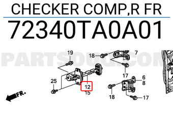 Honda 72340TA0A01 CHECKER COMP,R FR