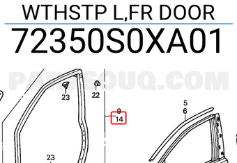 Honda 72350S0XA01 WTHSTP L,FR DOOR