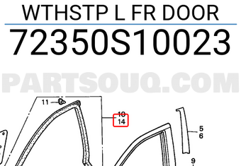 Honda 72350S10023 WTHSTP L FR DOOR