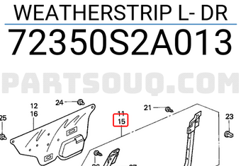 Honda 72350S2A013 WEATHERSTRIP L- DR