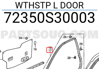 Honda 72350S30003 WTHSTP L DOOR