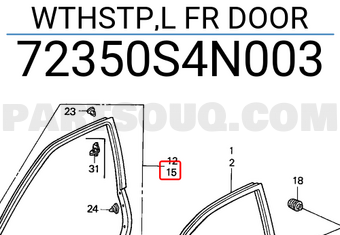 Honda 72350S4N003 WTHSTP,L FR DOOR