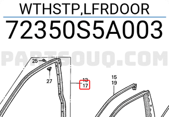 Honda 72350S5A003 WTHSTP,LFRDOOR