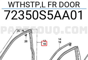 Honda 72350S5AA01 WTHSTP,L FR DOOR