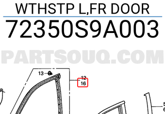 Honda 72350S9A003 WTHSTP L,FR DOOR