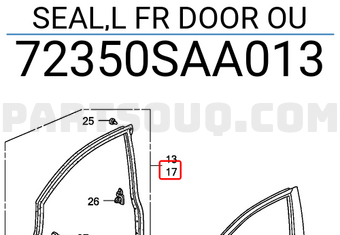 Honda 72350SAA013 SEAL,L FR DOOR OU