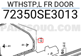 Honda 72350SE3013 WTHSTP,L FR DOOR