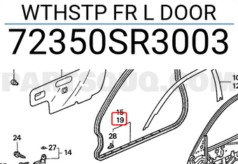 Honda 72350SR3003 WTHSTP FR L DOOR