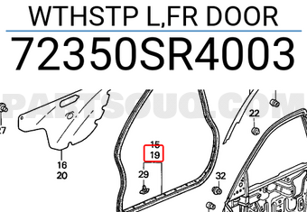 Honda 72350SR4003 WTHSTP L,FR DOOR