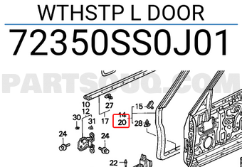 Honda 72350SS0J01 WTHSTP L DOOR