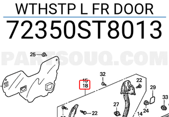 Honda 72350ST8013 WTHSTP L FR DOOR