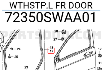 Honda 72350SWAA01 WTHSTP,L FR DOOR