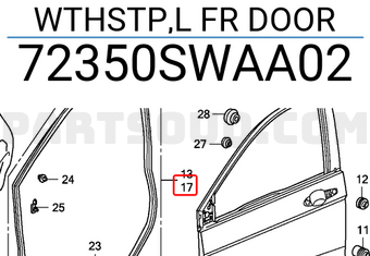 Honda 72350SWAA02 WTHSTP,L FR DOOR