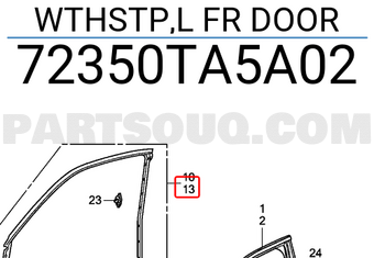 Honda 72350TA5A02 WTHSTP,L FR DOOR