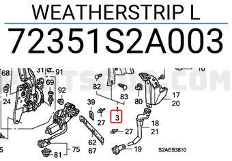 Honda 72351S2A003 WEATHERSTRIP L