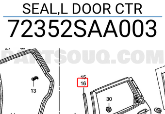 Honda 72352SAA003 SEAL,L DOOR CTR
