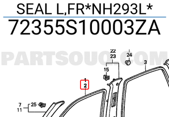 Honda 72355S10003ZA SEAL L,FR*NH293L*