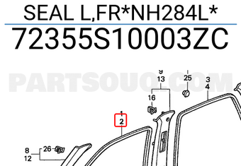 Honda 72355S10003ZC SEAL L,FR*NH284L*
