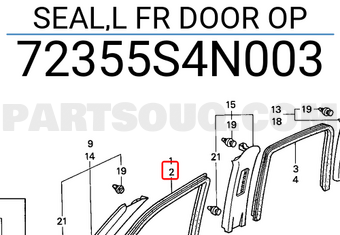Honda 72355S4N003 SEAL,L FR DOOR OP