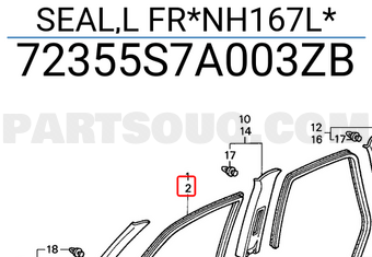 Honda 72355S7A003ZB SEAL,L FR*NH167L*