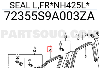 Honda 72355S9A003ZA SEAL L,FR*NH425L*