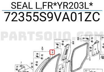 Honda 72355S9VA01ZC SEAL L,FR*YR203L*