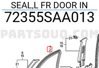 Honda 72355SAA013 SEAL,L FR DOOR IN