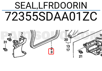 Honda 72355SDAA01ZC SEAL,LFRDOORIN