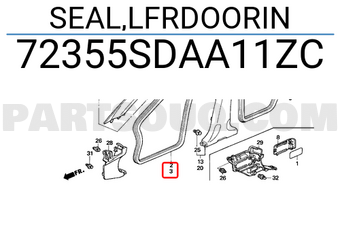 Honda 72355SDAA11ZC SEAL,LFRDOORIN