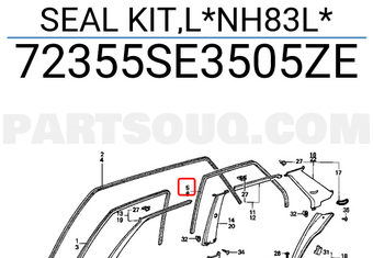 Honda 72355SE3505ZE SEAL KIT,L*NH83L*