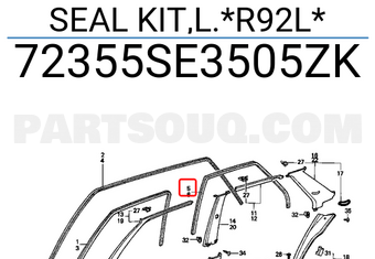 Honda 72355SE3505ZK SEAL KIT,L.*R92L*