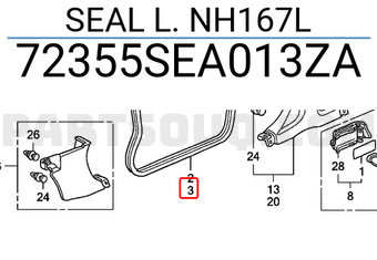 Honda 72355SEA013ZA SEAL L. NH167L