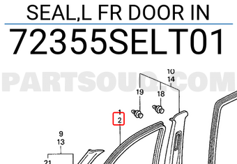 Honda 72355SELT01 SEAL,L FR DOOR IN