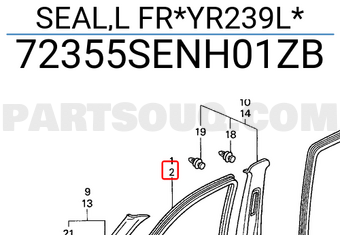 Honda 72355SENH01ZB SEAL,L FR*YR239L*