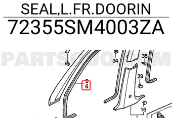 Honda 72355SM4003ZA SEAL,L.FR.DOORIN