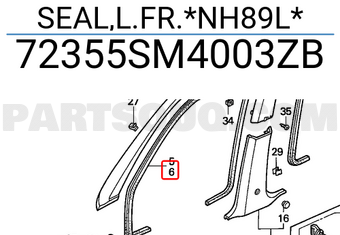 Honda 72355SM4003ZB SEAL,L.FR.*NH89L*