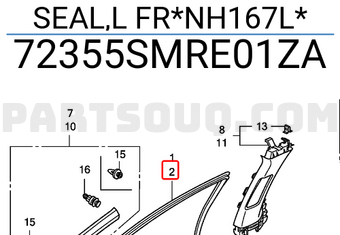 Honda 72355SMRE01ZA SEAL,L FR*NH167L*