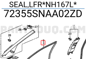 Honda 72355SNAA02ZD SEAL,LFR*NH167L*