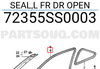 Honda 72355SS0003 SEAL,L FR DR OPEN